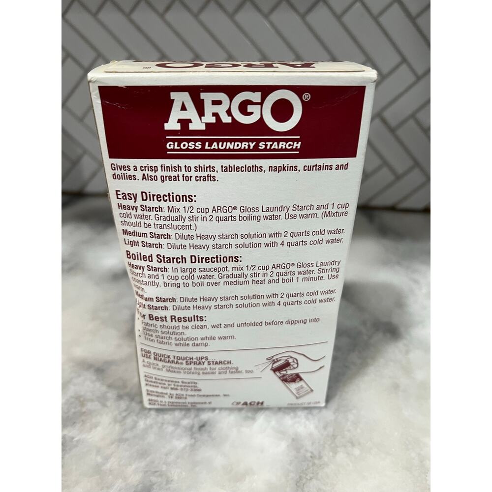 Vintage ARGO Gloss Laundry Starch 16 oz Box Craft Fabric Stiffener Full
